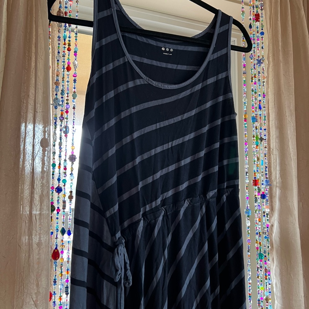 Black and Gray Striped Sleeveless Dress